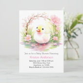 grillige Waterverf roze eend meisje Baby shower Kaart (Staand voorkant)