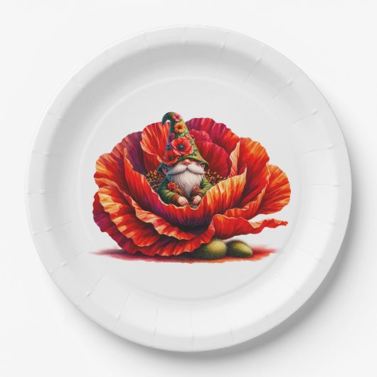 grillige Waterverf tuinkabouter Papieren Bordje (Voorkant)