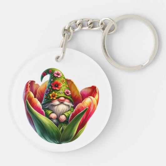 grillige Waterverf tuinkabouter Sleutelhanger (Achterkant)