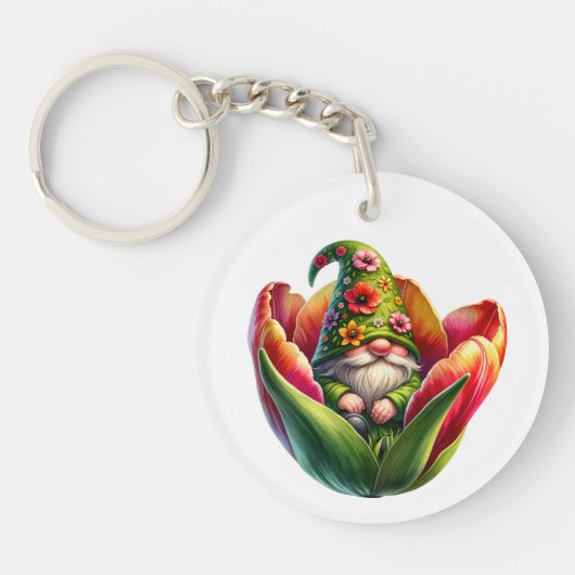 grillige Waterverf tuinkabouter Sleutelhanger (Voorkant)