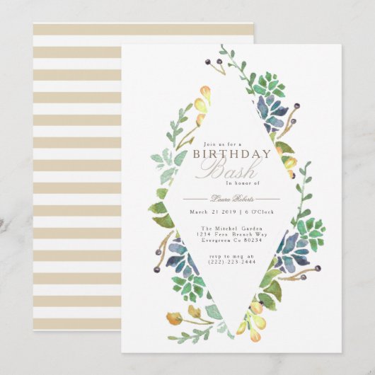 grillige Waterverf | Verjaardagsfeestje Uitnodigen Kaart (Voorkant / Achterkant)