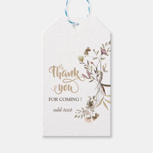 Grillige Waterverf Wilde Bloem Cadeaulabel (Voorkant)