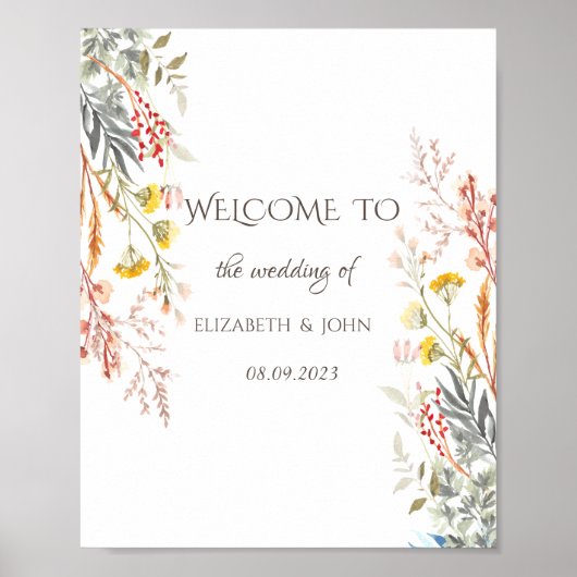 Grillige Waterverf Wilde Bloem Gedroogd Poster (Voorkant)