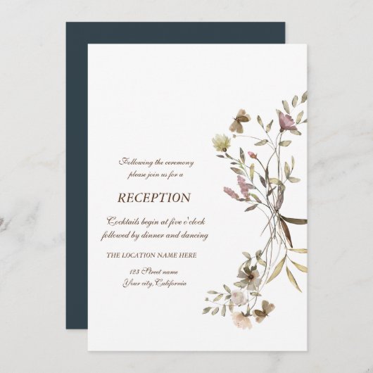 Grillige Waterverf Wilde Bloemen Ontvangst Kaart (Voorkant / Achterkant)