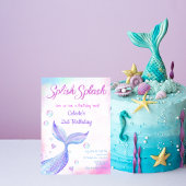 Grillige Waterverf Zeemeermin Spettertje Glitter Kaart