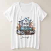 Grillige Watervogel Nest Sprookjesachtig Huis Grote Maat T-shirt (Design voorkant)