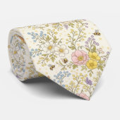Grillige Weidebloemen & Bijen Stropdas (Opgerold)