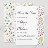 Grillige Weidebloemen Bruiloft Save The Date (Voorkant / Achterkant)
