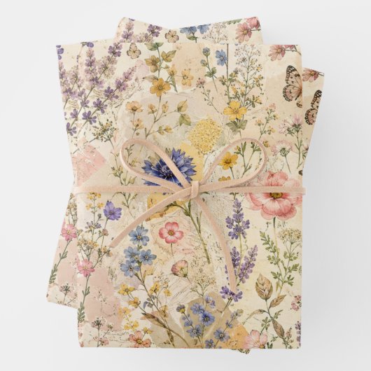 Grillige Weidebloemen Decoupage Inpakpapier Vel (In situ)