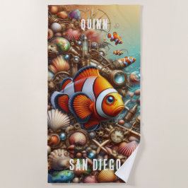 GRILLIGE WHACKY LEUKE KLEURRIJKE STEAMPUNK CLOWN V STRANDLAKEN