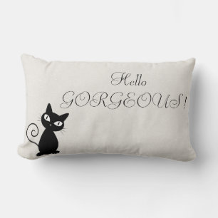 Grillige Whimsical Zwarte Kat Glittery-Hallo Prach Kussen