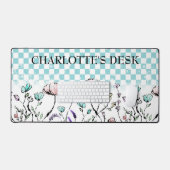 Grillige Wildbloemen met Geruite Patroon Bureaumat (Keyboard & Muis)
