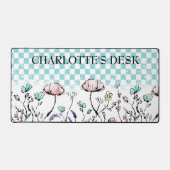 Grillige Wildbloemen met Geruite Patroon Bureaumat (Voorkant)