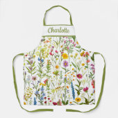 Grillige Wilde Bloem Elegant Schort (Voorkant)