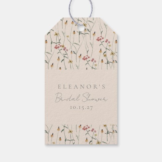 Grillige Wilde Bloem Florale Aangepaste Bruidsfees Cadeaulabel (Achterkant)