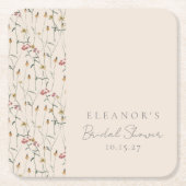 Grillige Wilde Bloem Florale Aangepaste Bruidsfees Kartonnen Onderzetters (Voorkant)