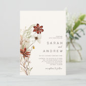 grillige wilde bloem | Gedroogde bloemen Bruiloft Kaart (Staand voorkant)