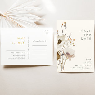 Grillige Wilde Bloem Ivoor Kleur Save The Date Ans Uitnodiging Briefkaart