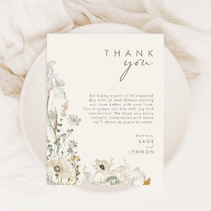Grillige Wilde Bloem   Ivoor Kleurige Dankkaart Briefkaart