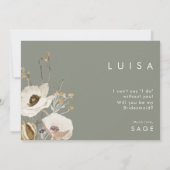 grillige wilde bloem | Ivory bruidsmeisje voorstel Kaart (Achterkant)