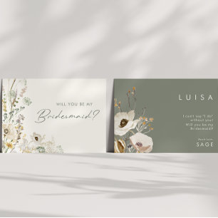 grillige wilde bloem   Ivory bruidsmeisje voorstel Kaart