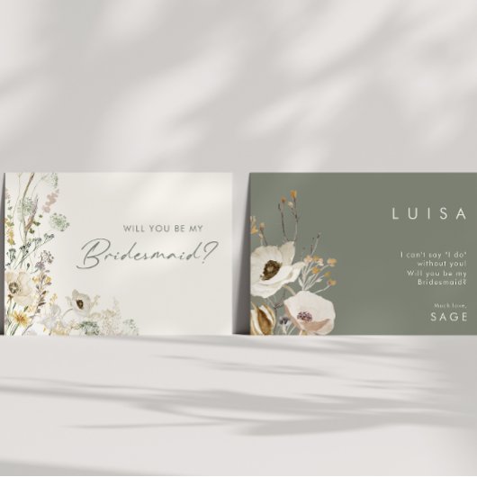 grillige wilde bloem | Ivory bruidsmeisje voorstel Kaart