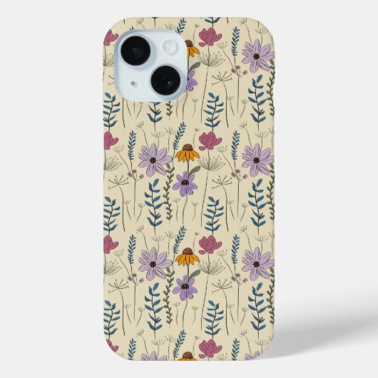 Grillige Wilde Bloem Naadloos Patroon Case-Mate iPhone Case (Achterkant)