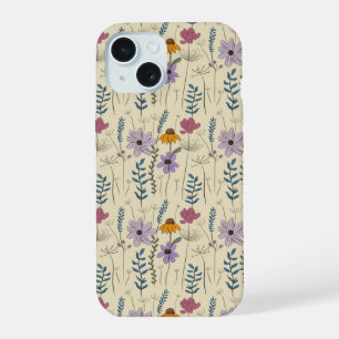 Grillige Wilde Bloem Naadloos Patroon iPhone 15 Case