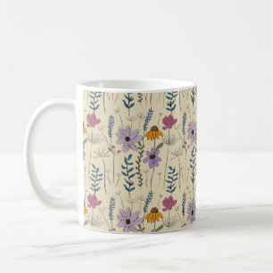 Grillige Wilde Bloem Naadloos Patroon Koffiemok