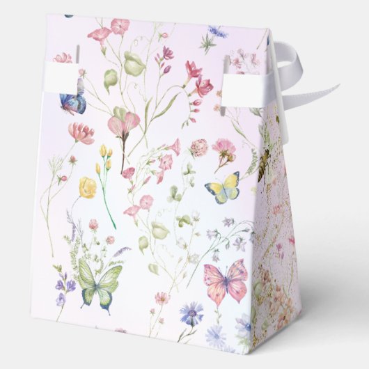 Grillige Wilde Bloem Roze Bruiloft Bedankdoosjes (Achterkant)