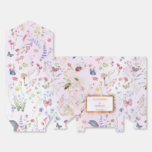 Grillige Wilde Bloem Roze Bruiloft Bedankdoosjes (Ongevouwen)