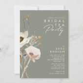 grillige wilde bloem | Sage Green Bridal Tea Party Kaart (Voorkant)