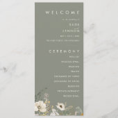 grillige wilde bloem | Sage Green Wedding-programm Programmakaart (Voorkant)