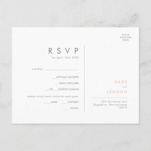 grillige wilde bloem | Sage Menu Keuze RSVP-kaart (Achterkant)