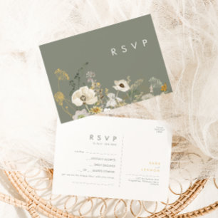 grillige wilde bloem Sage Song Aanvraag RSVP-kaa Briefkaart