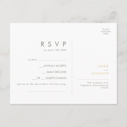 grillige wilde bloem | Sage Song Aanvraag RSVP-kaa Briefkaart (Achterkant)