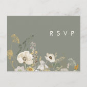 grillige wilde bloem | Sage Song Aanvraag RSVP-kaa Briefkaart (Voorkant)