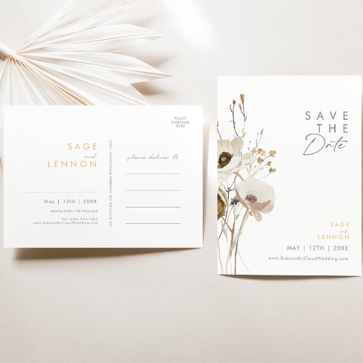 Grillige Wilde Bloem Save The Date Ansichtkaart Uitnodiging Briefkaart