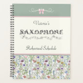 Grillige Wilde Bloem Saxofoon Oefenschema Planner (Voorkant)