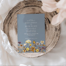 Grillige Wilde Bloem Stofblauw Boho Bruiloft