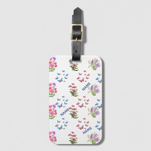 Grillige Wilde Bloem & Vlinder Bagage Label  (Voorkant (verticaal))