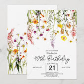 grillige wilde bloemen 40e verjaardag kaart (Voorkant / Achterkant)