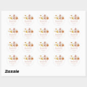 Grillige Wilde Bloemen, Boheemse Bloemen Ronde Sticker (Vel)