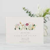 Grillige Wilde Bloemen Bruiloft Save The Date (Staand voorkant)