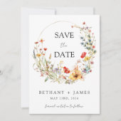 Grillige Wilde Bloemen Bruiloft Save The Date (Voorkant)