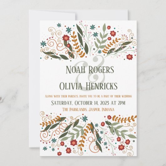 Grillige Wilde Bloemen Elegante Moderne Inspiratie Kaart (Voorkant)