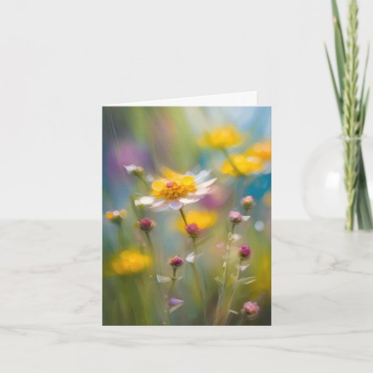 Grillige wilde bloemen in de wind notitiekaartje (Voorkant)