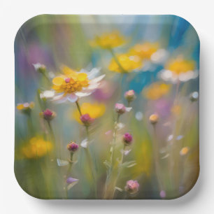 Grillige Wilde Bloemen In De Wind Papieren Bordje