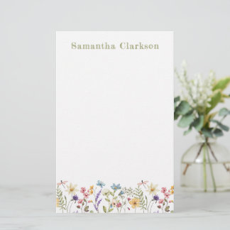 Grillige Wilde Bloemen Kleurrijke Lente Tuin Briefpapier