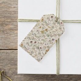 Grillige Wilde Bloemen Mahjong Tegeltuin Cadeaulabel